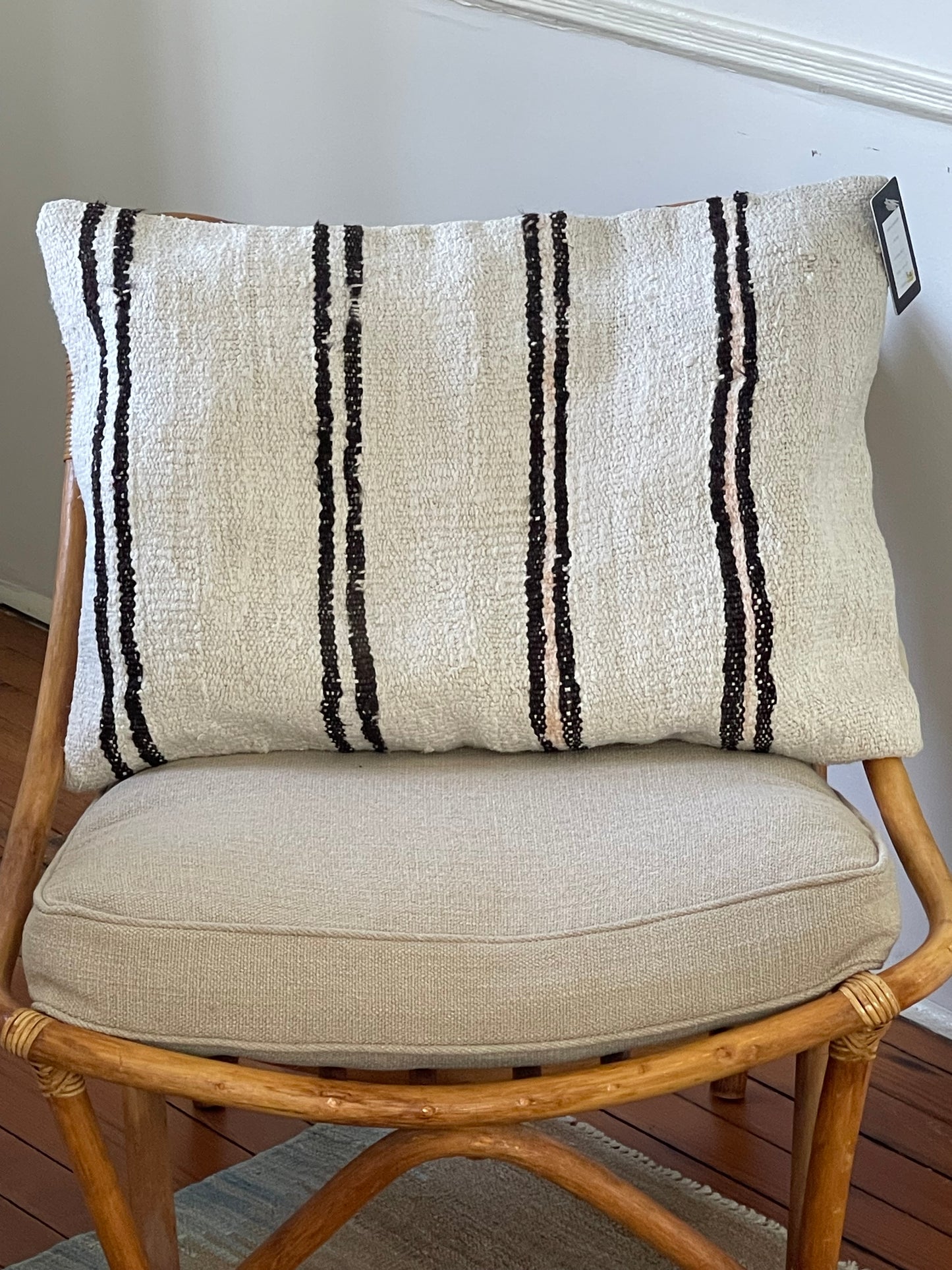Brown and White Striped Pillow (Cover Only) - 19 x 27”