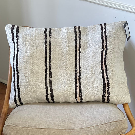 Brown and White Striped Pillow (Cover Only) - 19 x 27”