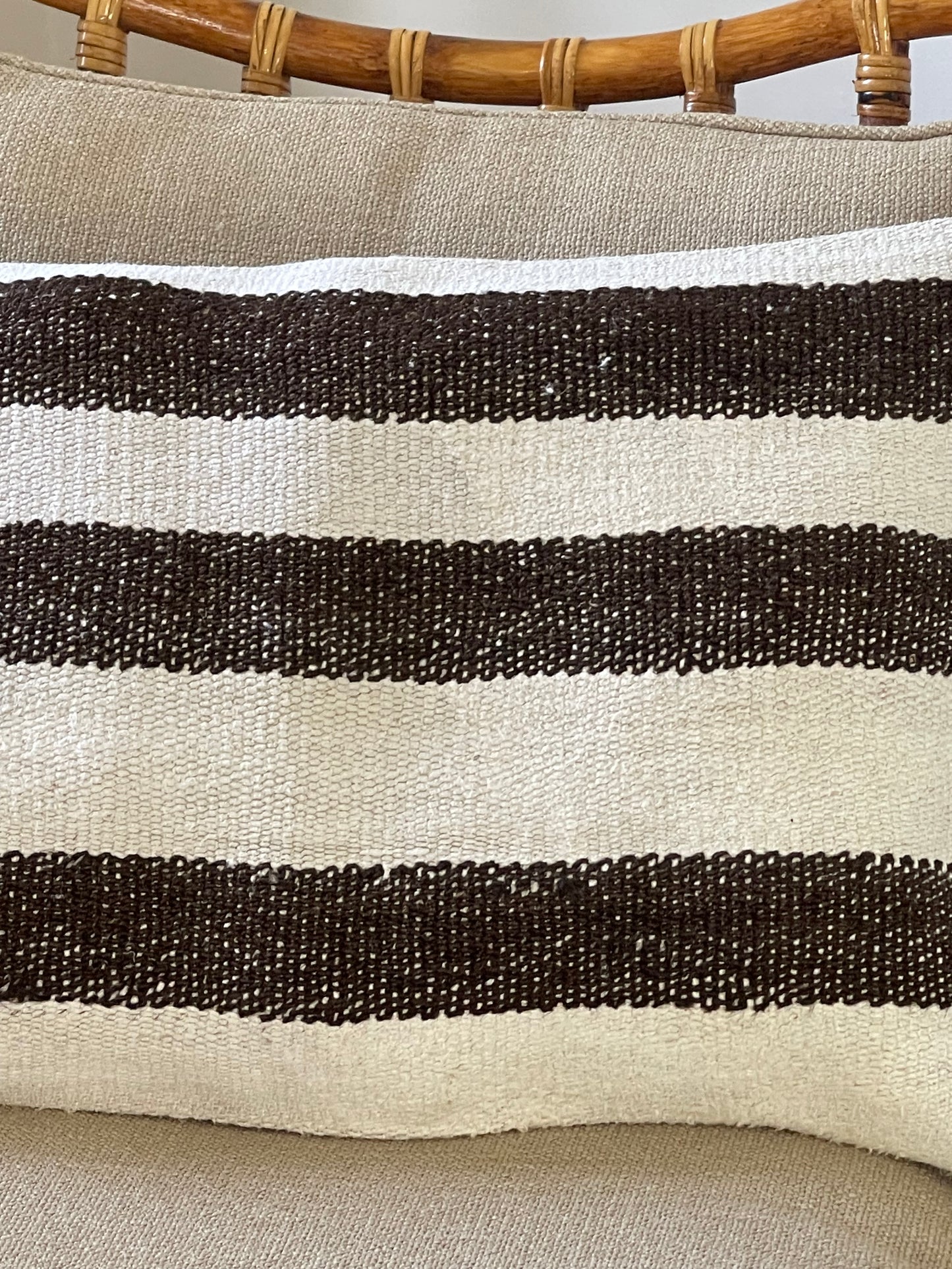 Brown and White Pillow (Cover Only) - 16” x 24”