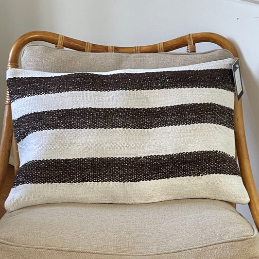 Brown and White Pillow (Cover Only) - 16” x 24”