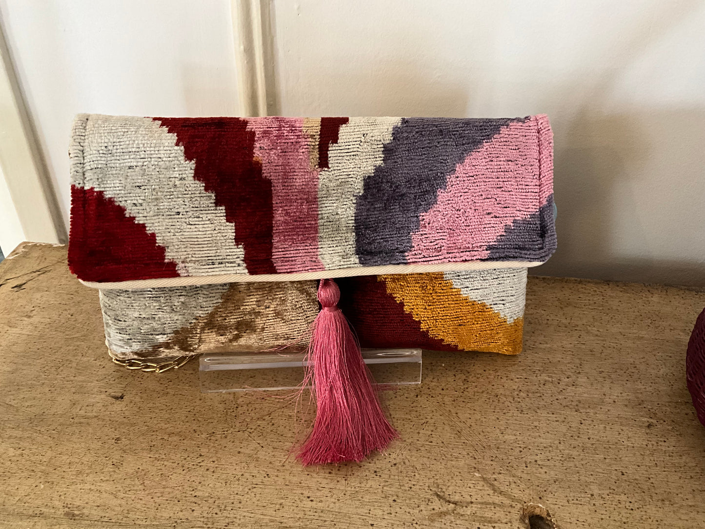 Handwoven Silk Velvet Ikat Clutch Purse