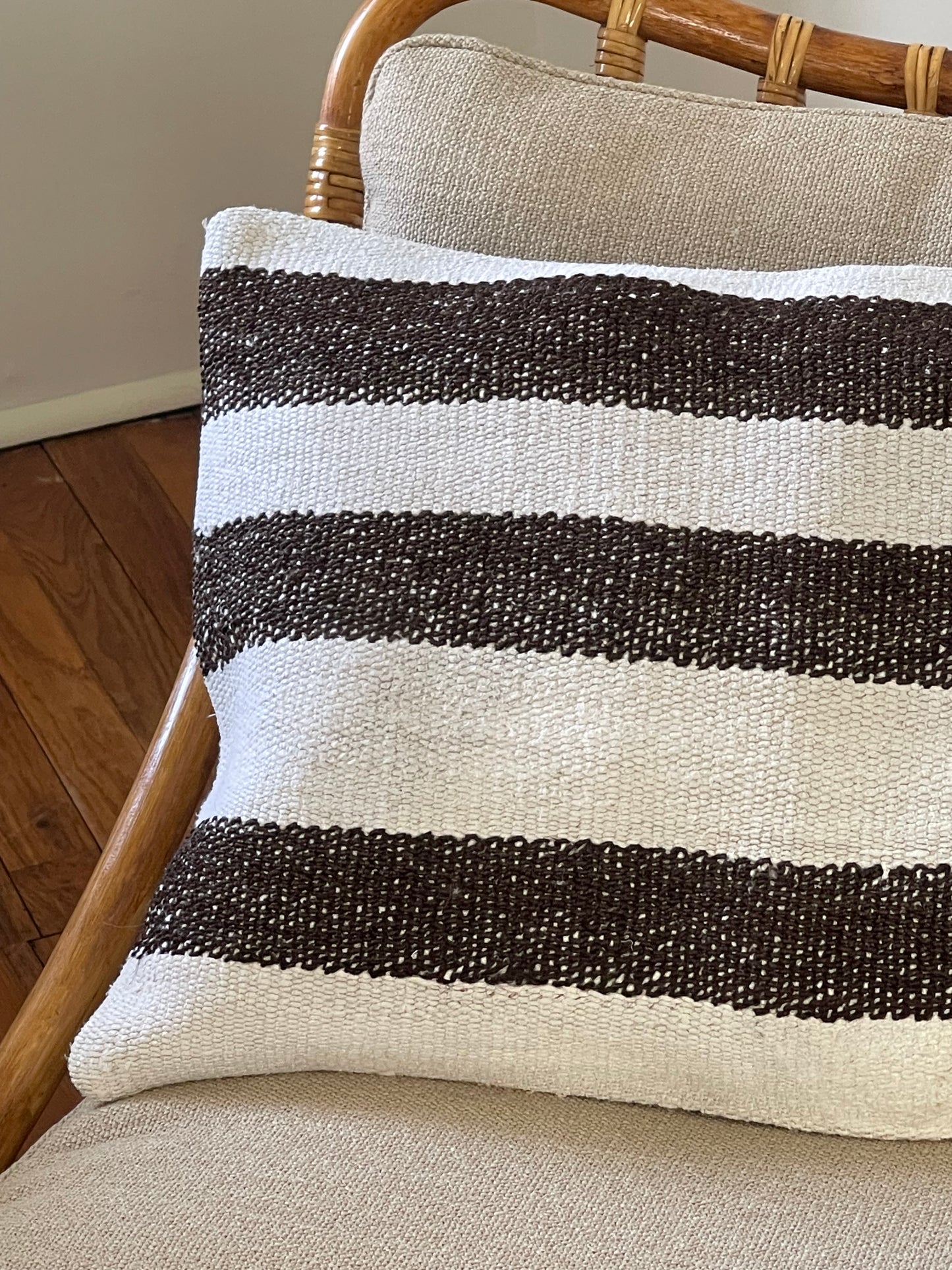 Brown and White Pillow (Cover Only) - 16” x 24”