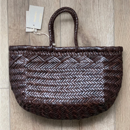 Dark Brown Bamboo Triple Jump Leather Dragon Bag (Large)