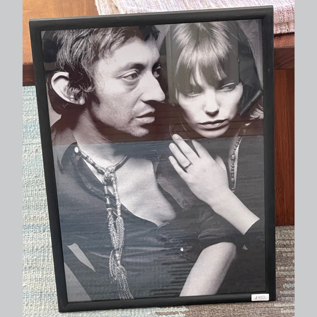 Black and White Framed Photo of Jane Birkin and Serge Gainsbourg