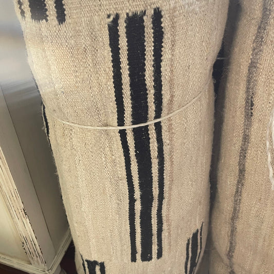 Black and Neutral Bruten Stripe Wool Rug by Marc Phillips (9'04" x 12'03")