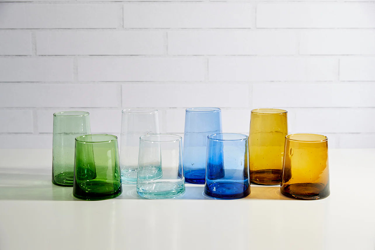 Handmade Moroccan Blue Cone Glasses (Large - Set of 6)