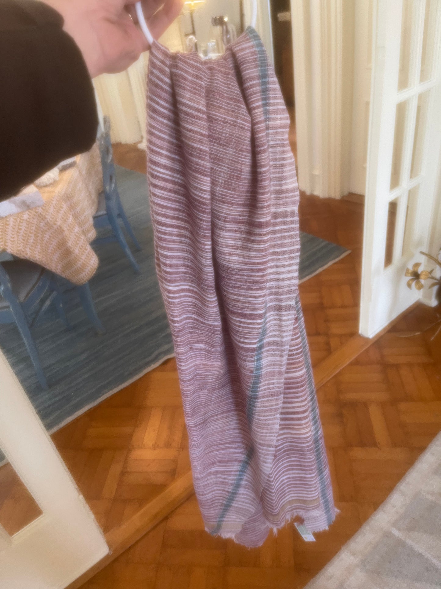 Gold, Purple and Aqua Block Printed Scarf