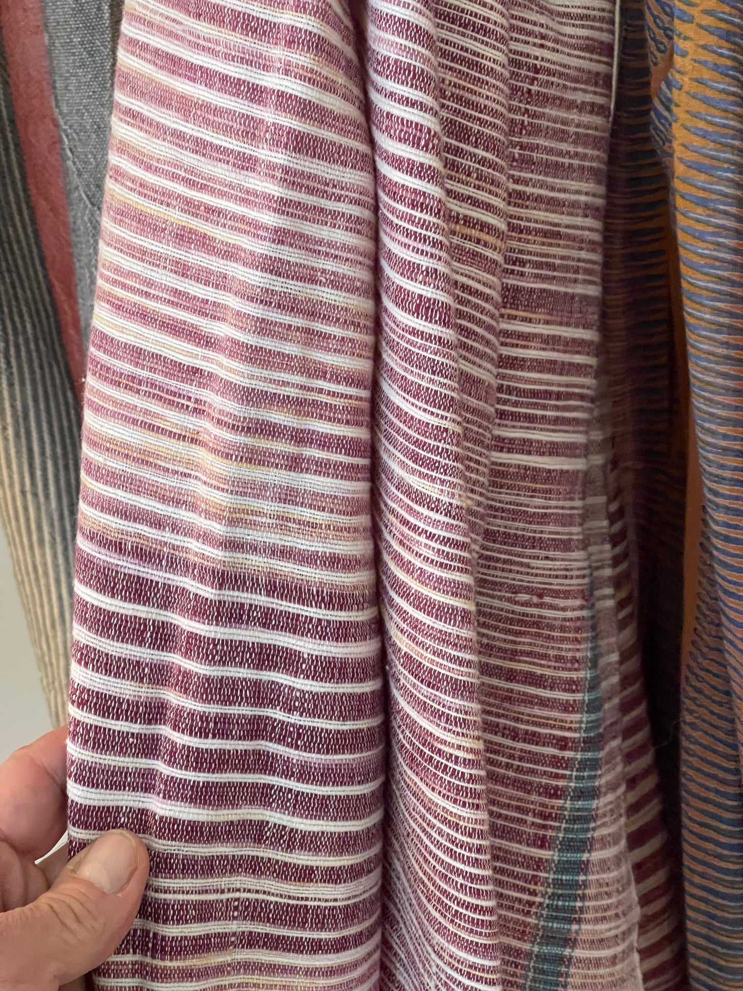 Gold, Purple and Aqua Block Printed Scarf