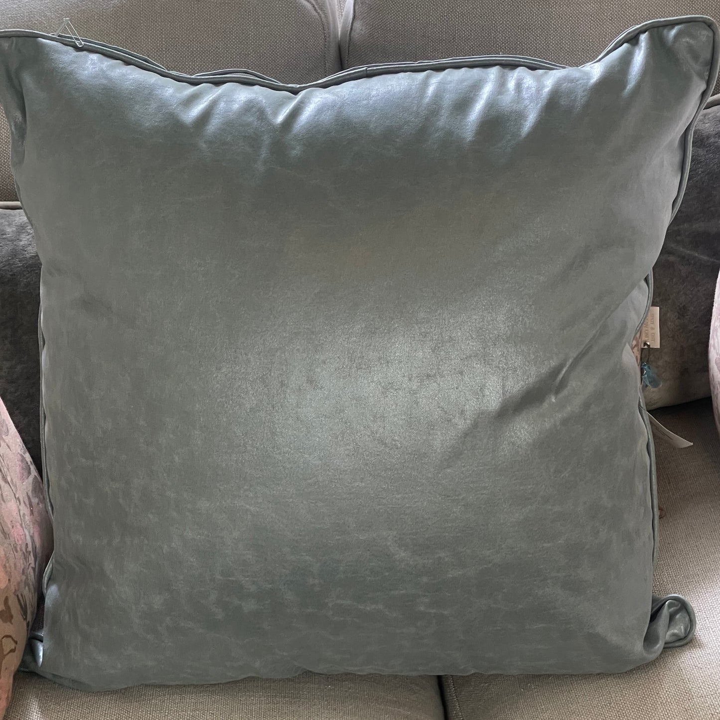 Custom Blue-Gray Pillow with Blue-Gray Piping