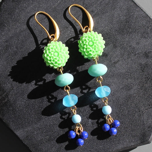 Mint Green Floral Earrings