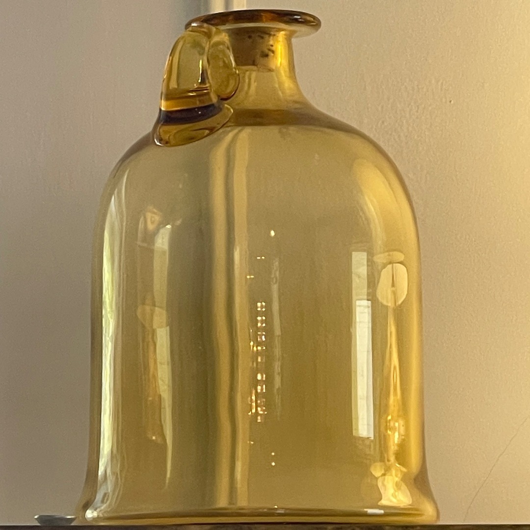Yellow Glass Jug with Cork Stopper