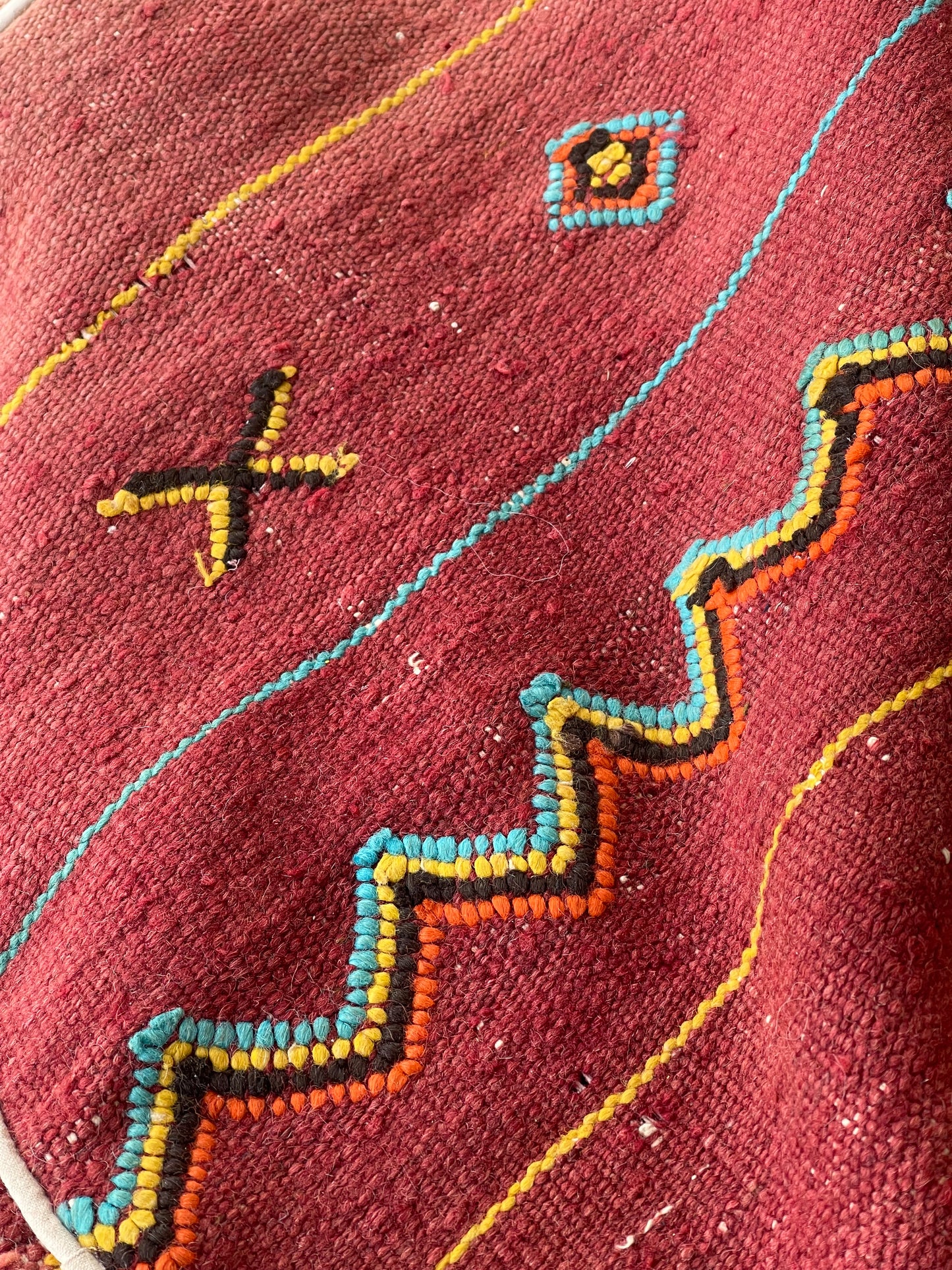 Vintage Moroccan Square Floor Pouf