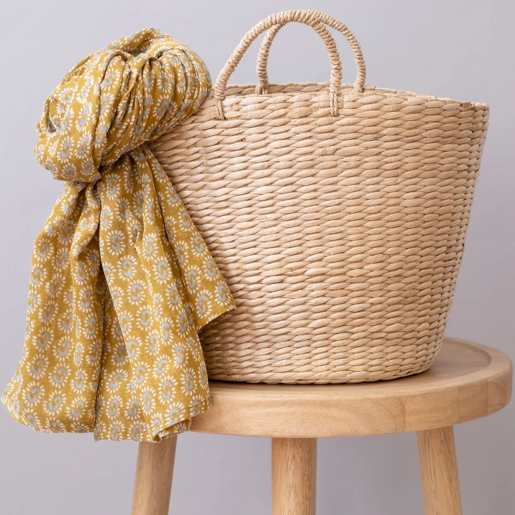Gold Window Pane Block Printed Scarf
