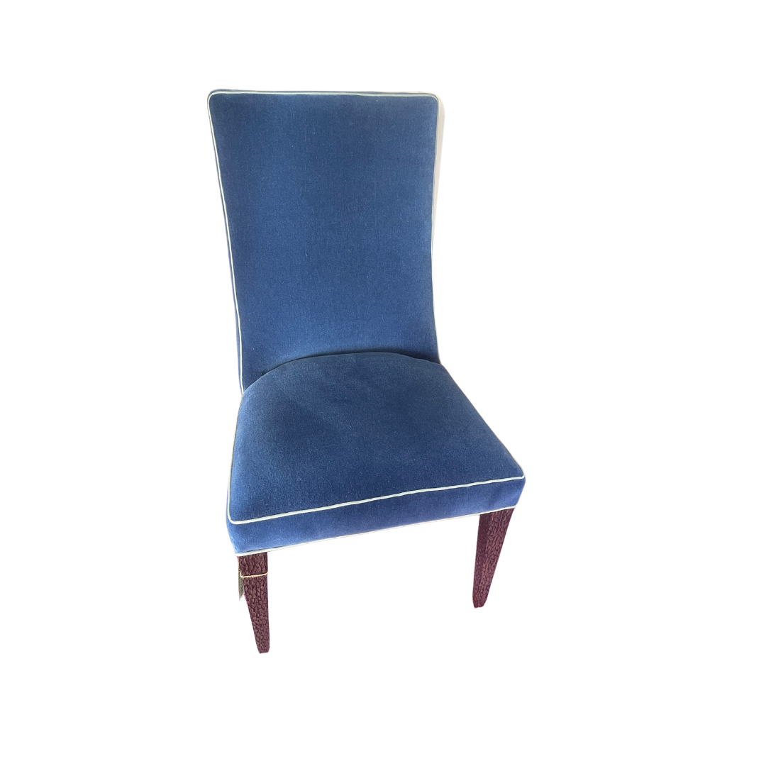 Blue Mohair Dining Room Chairs (Set of 4)