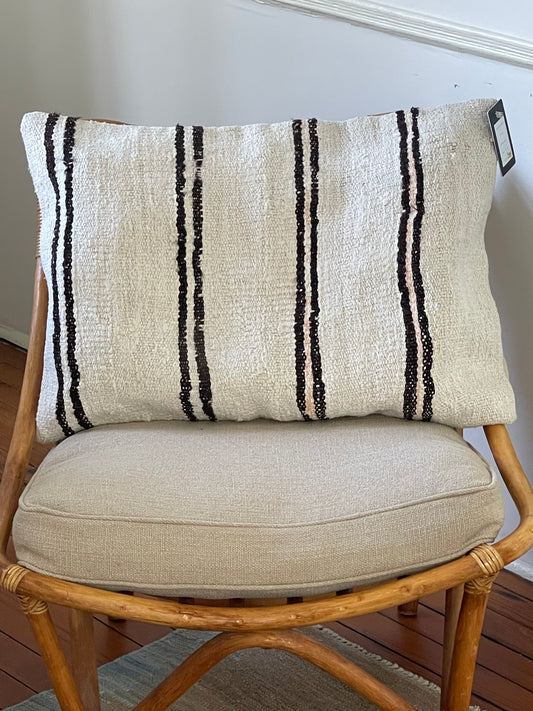 Brown and White Striped Pillow (Cover Only) - 19 x 27”