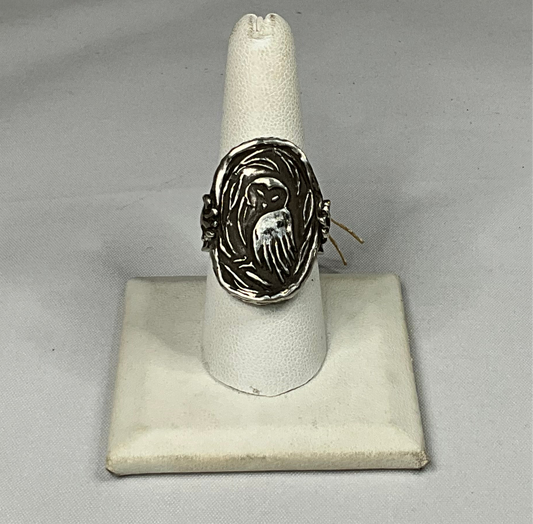 Oval Night Owl Sterling Silver Ring by Angelica Cammarota
