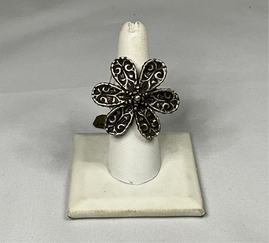 Large Daisy Sterling Silver Ring by Angelica Cammarota