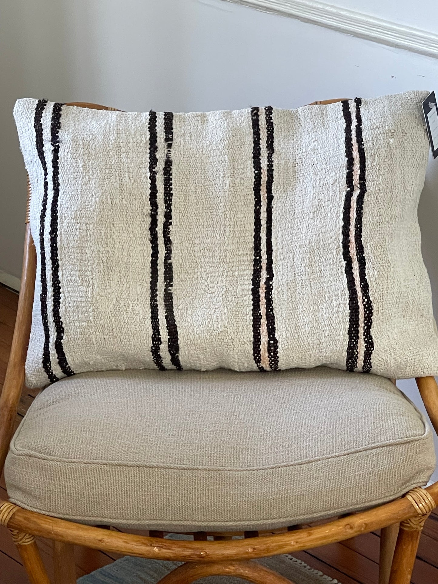 Brown and White Striped Pillow (Cover Only) - 19 x 27”