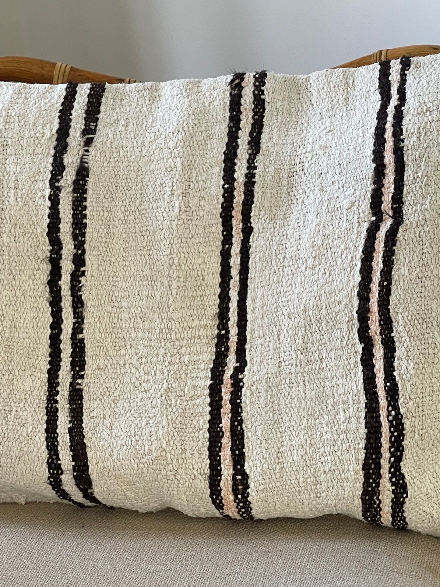 Brown and White Striped Pillow (Cover Only) - 19 x 27”