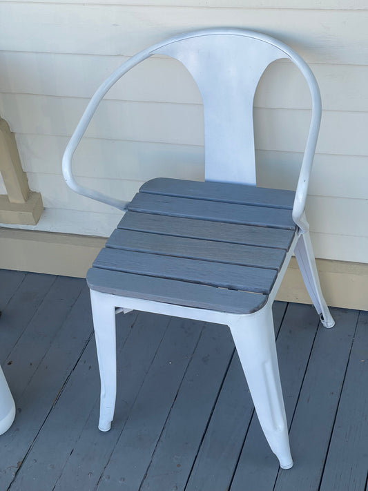 Outdoor white and gray metal and wood chairs (Set of 4)