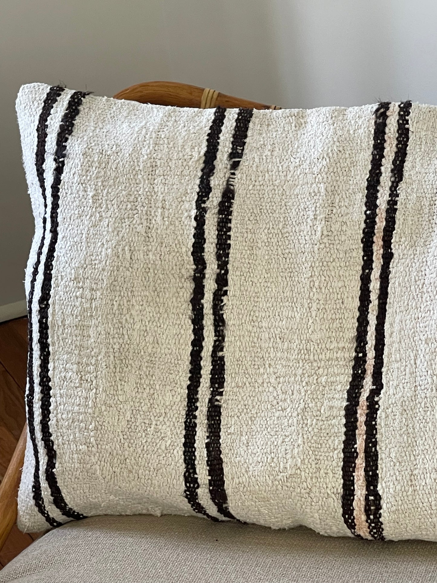 Brown and White Striped Pillow (Cover Only) - 19 x 27”