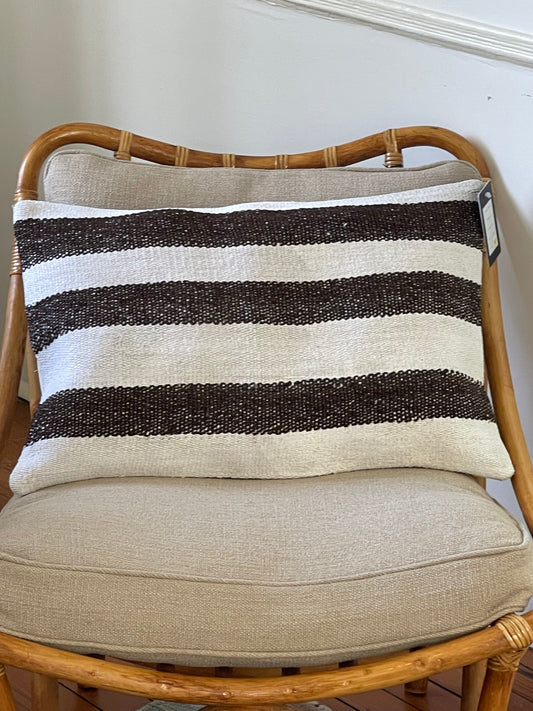 Brown and White Pillow (Cover Only) - 16” x 24”