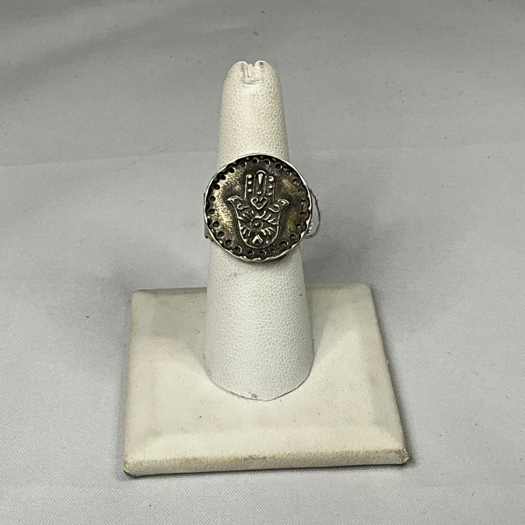 Round Hamsa - Sterling Silver Ring by Angelica Cammarota