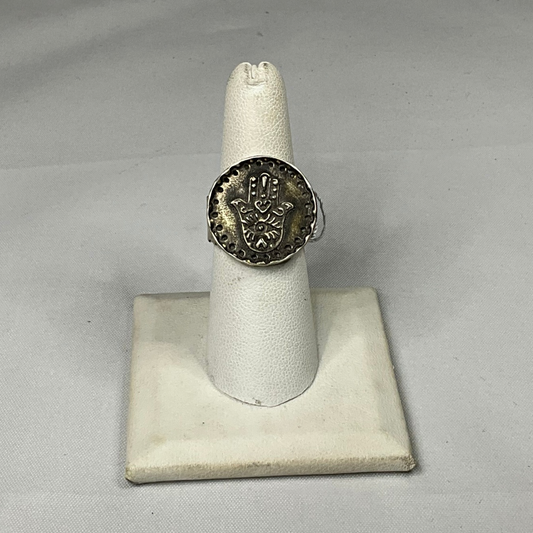 Round Hamsa - Sterling Silver Ring by Angelica Cammarota