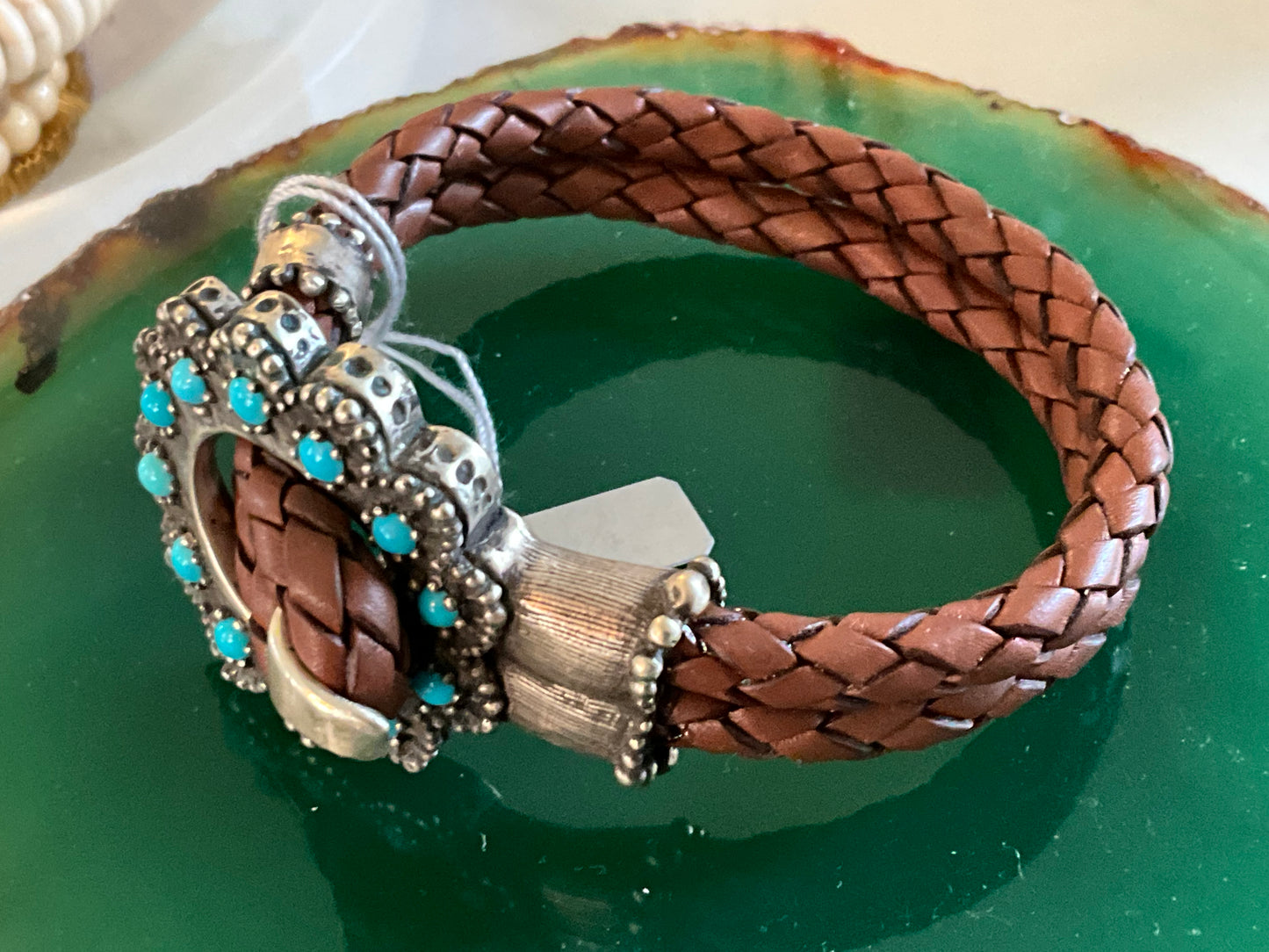 Santa Fe Wrap Turq-Flower (Sterling Silver and Turquios Clasp) Bracelet by Angelica Cammarota