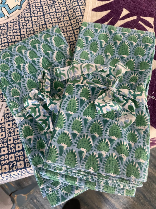 Green and Blue Cloth Napkins (Set of 4)