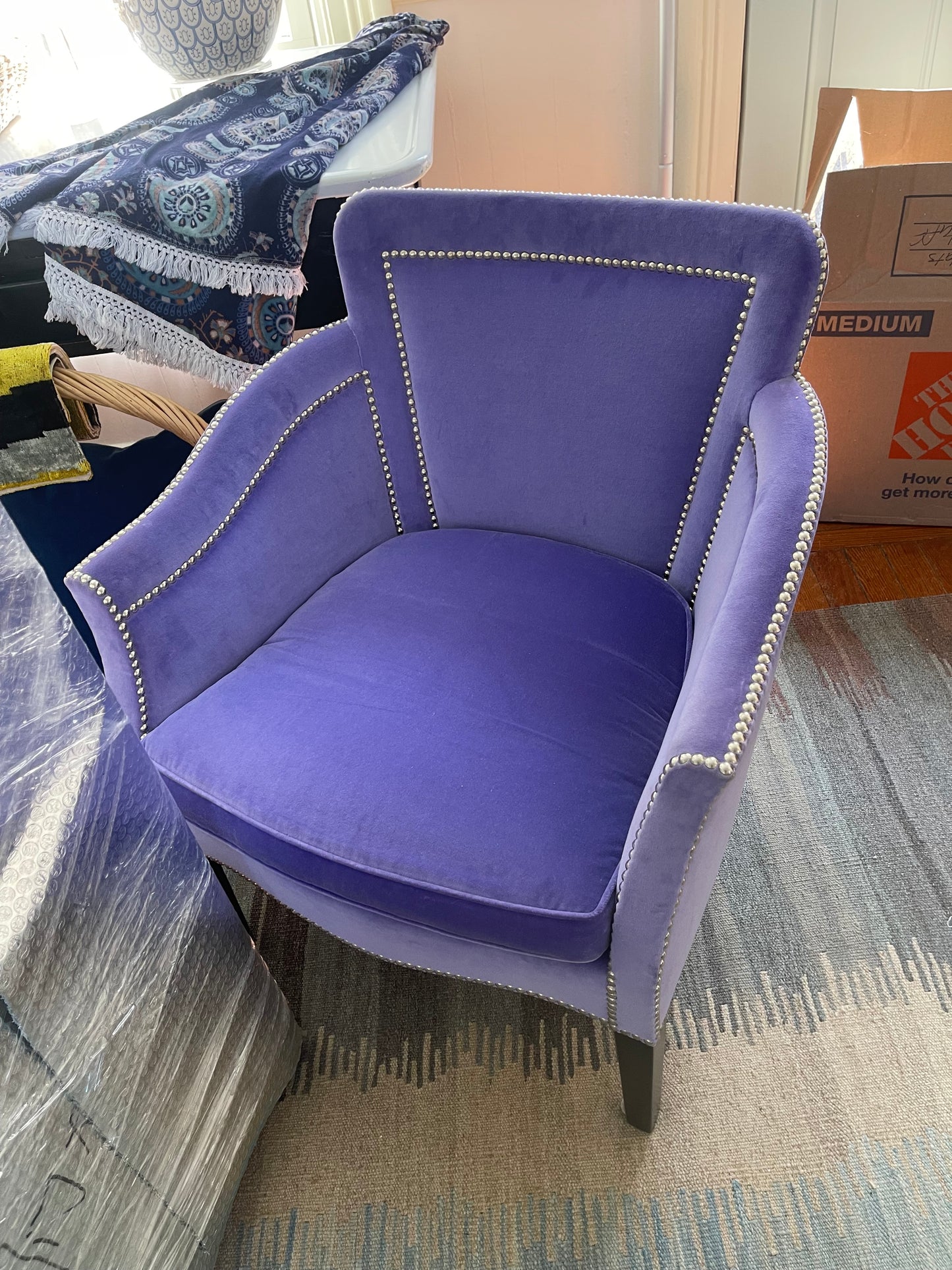 Purple Velvet Sitting Chairs (Pair)