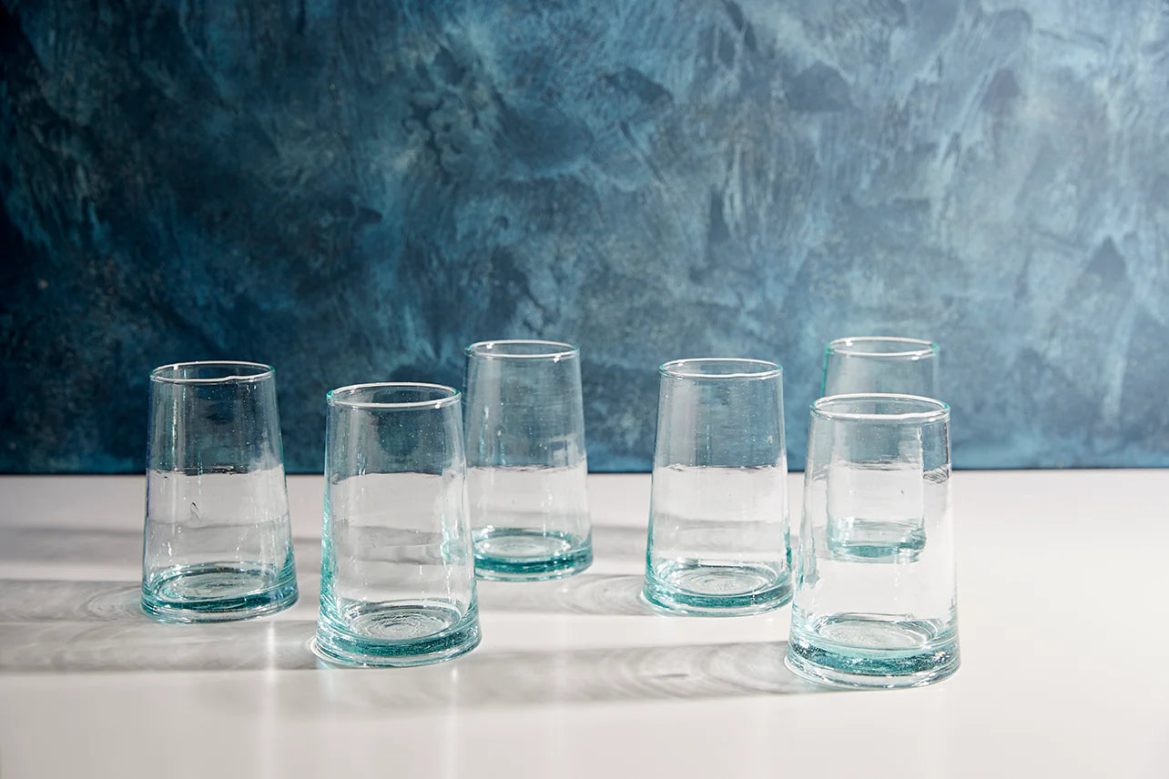 Handmade Moroccan Clear Cone Glasses (Large - Set of 6)