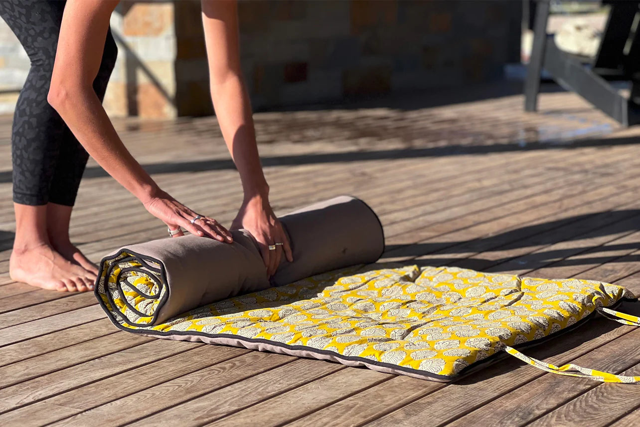 Cushioned Yoga Mat and Towel from India