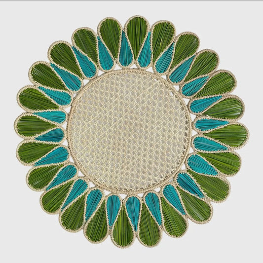 Drops Placemat from Colombia (Olive and Aquamarine)