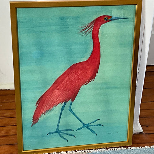 "Red Egrets" - framed in gold gilt by Mary Maguire