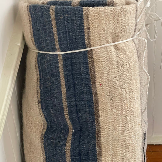 Blue and Neutral Striped Wool Rug by Marc Phillips (9'11" x 13'09")