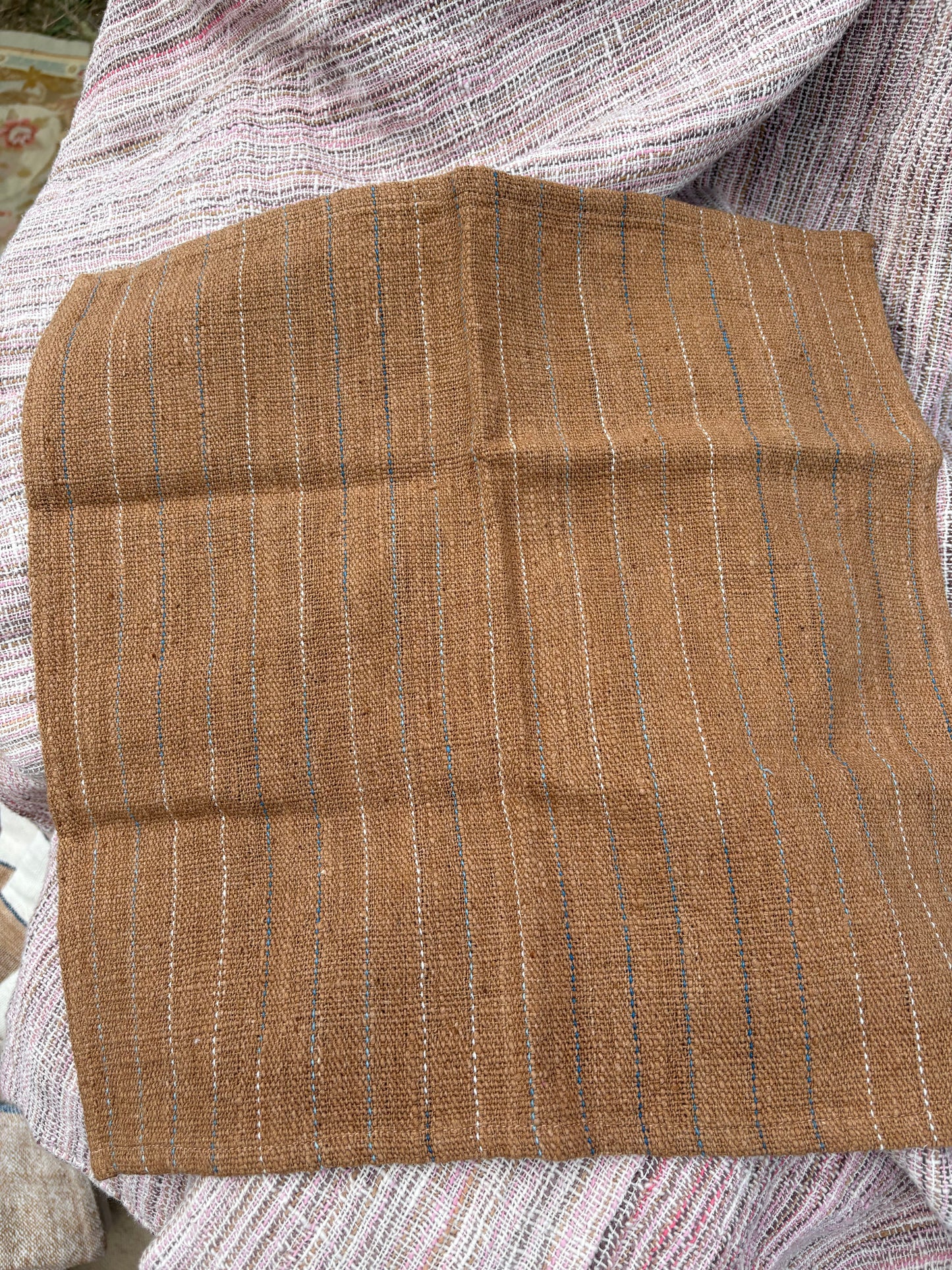 Brown two-layer handwoven cotton napkin set