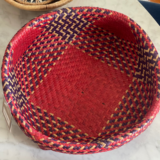 Handmade Thai Woven Basket (12" D x 4"H)