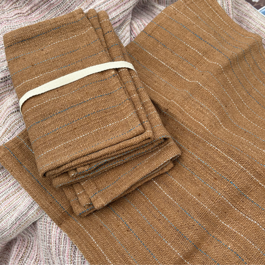 Brown two-layer handwoven cotton napkin set