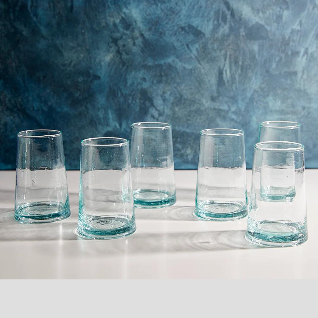 Handmade Moroccan Clear Cone Glasses (Small - Set of 6)