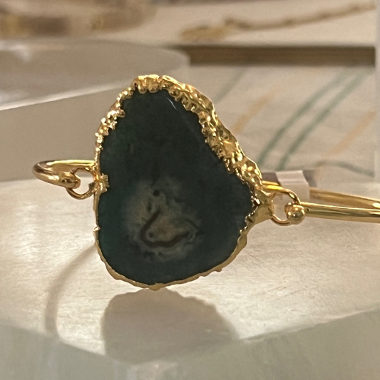 Malachite Bracelet in Gold Wash