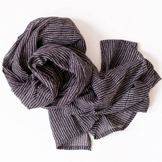 Alice Stripes Midnight Block Printed Scarf